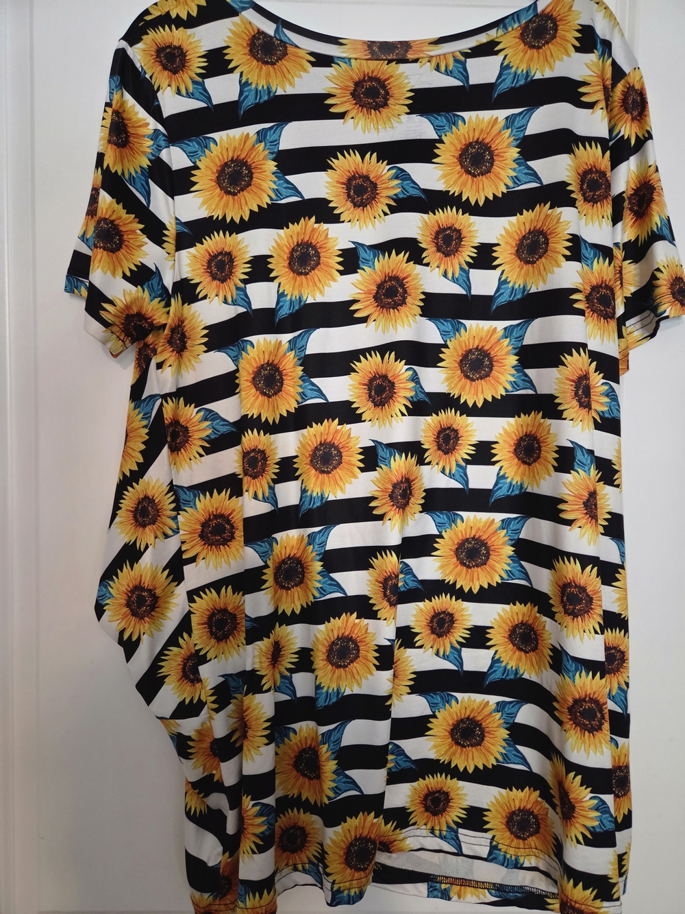 Crazy Train Black & White Stripe Sunflower Tee